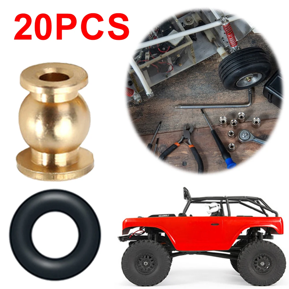 20PCS Brass Shock Links Joint Balls Pivot Balls W/ O-rings Pivot Ball Head Set for 1/24 RC Crawler Car Axial SCX24 Upgrade Parts