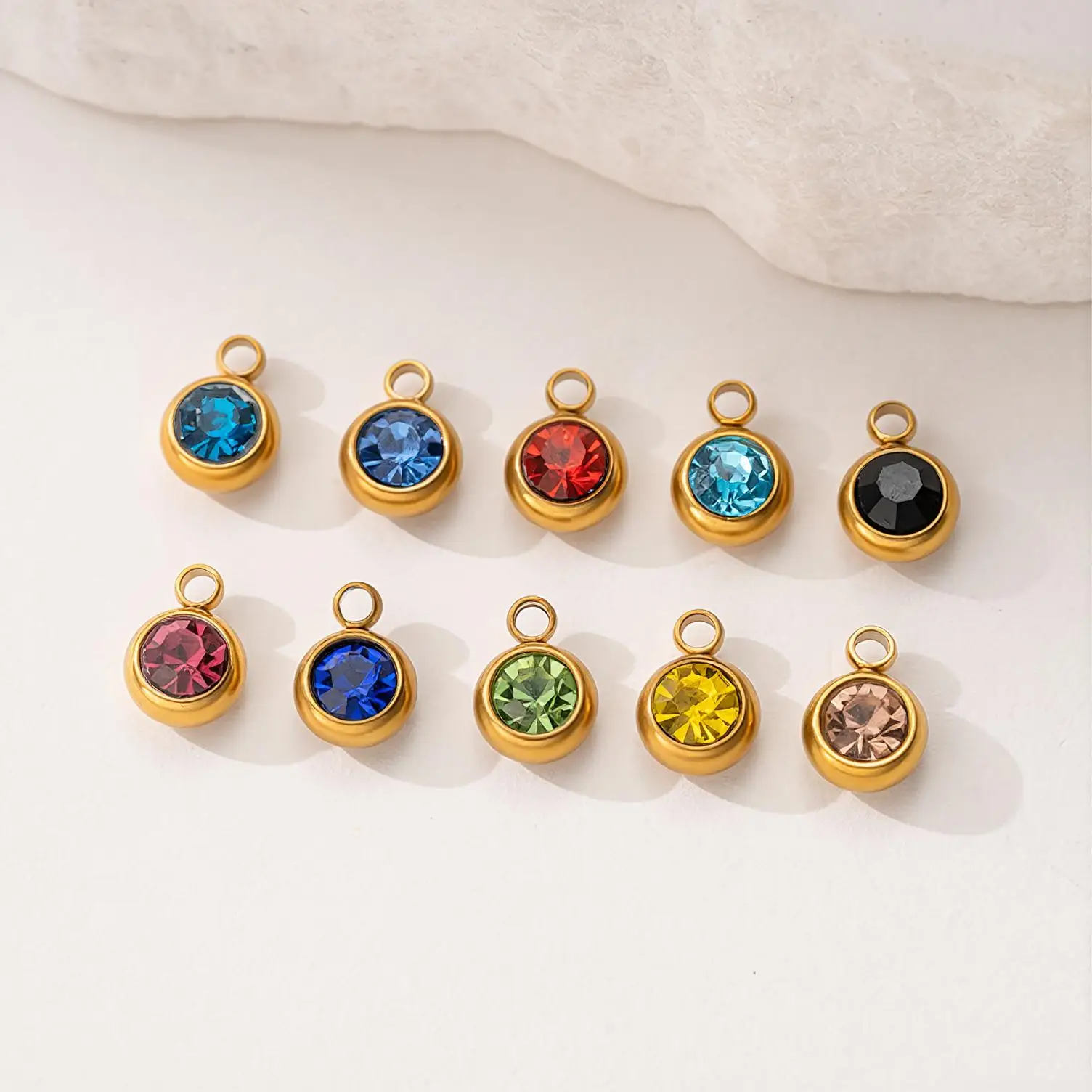 10 Stück Edelstahl-Kristall-Geburtsstein-Anhänger mit Strass für Schmuckherstellung, Halsketten-Zubehör, DIY-Ohrringe, Geschenk – Detail 2