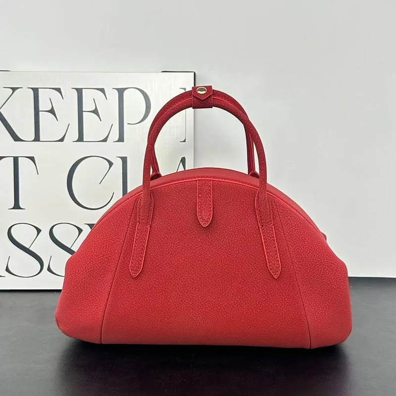 2026 New Suede Leather Short Handle Retro Shell Bag Multi functional Solid Color Fashion Commuter Handbag