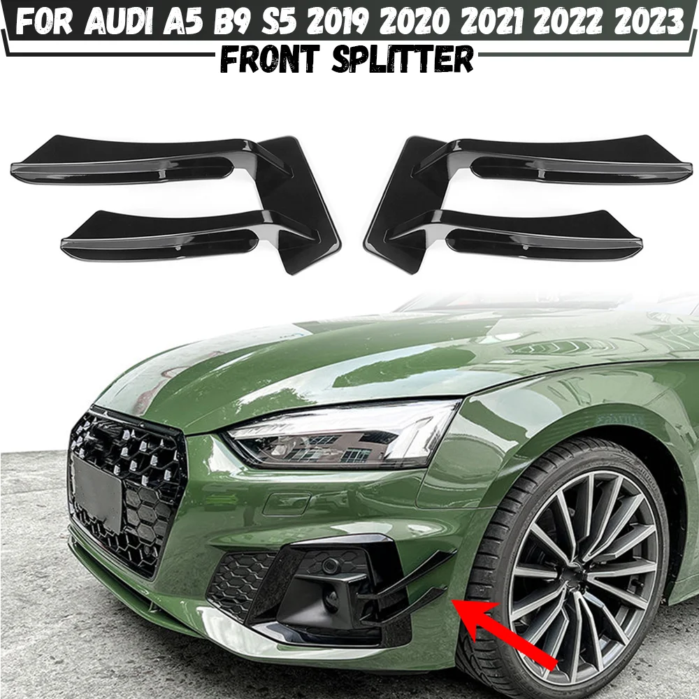 

Front Bumper Airvent Blade Trim For Audi A5 B9 Sportback Coupe Cabriolet S5 2019-2023 Fog Lamp Canards Flicks Trim Bodykits