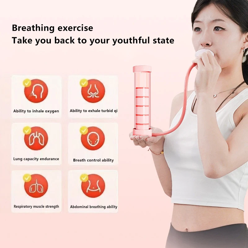 Conjunto de halteres de respiração profunda, equipamento de treino de músculos abdominais, treinador de capacidade pulmonar para adultos, homens e mulheres