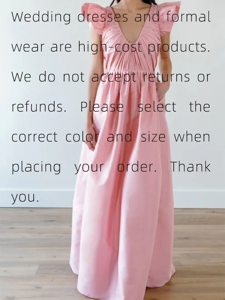 Robe de soirée trapèze froncée rose classique, col en v, robes de bal d'anniversaire personnalisées