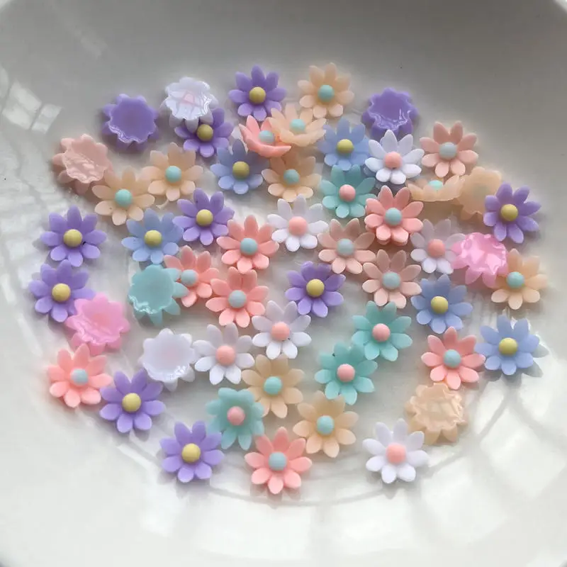 Mini flor de manicura de 8mm, flor de loto, crisantemo, girasol, resina decorativa, artesanía, pendiente, suministro de decoración, accesorios para manicura DIY
