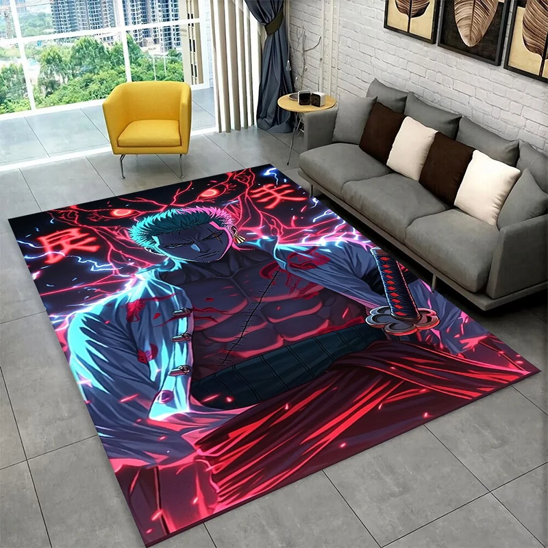 Classic Anime One P-Piece Cartoon Zoro Non-Slip Area Rug for Living Room,Bedroom,Playroom,Soft Carpet Floor Mat Home Decor Rug