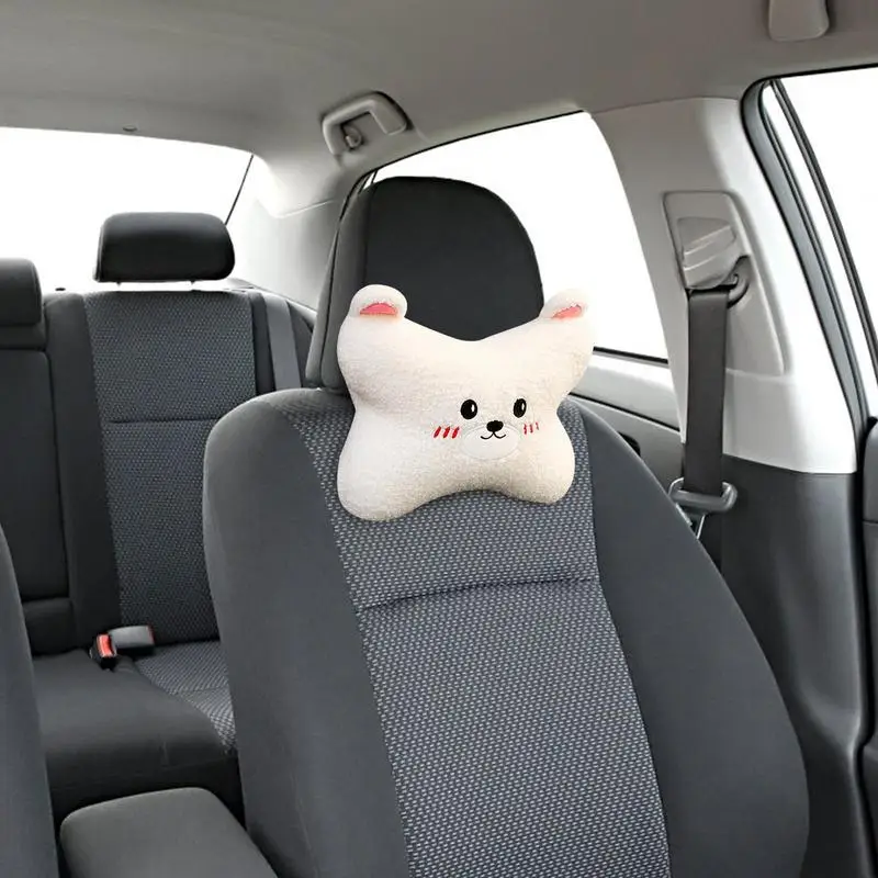 Car Neck Pillow Headrest Car Headrest Support Cushion Sherpa Fabric Head Rest Neck Cushion Ergonomic Cute Car Accessories