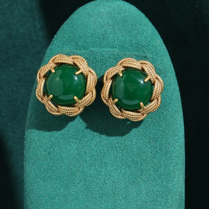 

Vintage Turquoise Jewelry Round Green Earrings For Woman Real Glod Color Blue Natural Stone Wedding Pink Accessories Party 2026