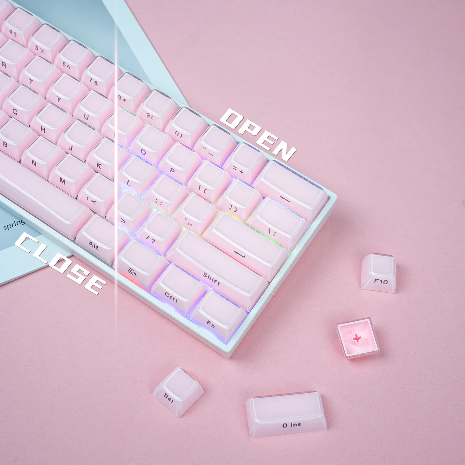 

Crystal jelly keycaps Side Print Translucent OEM Profile for Cherry MX mechanical keyboards 136 keys caps