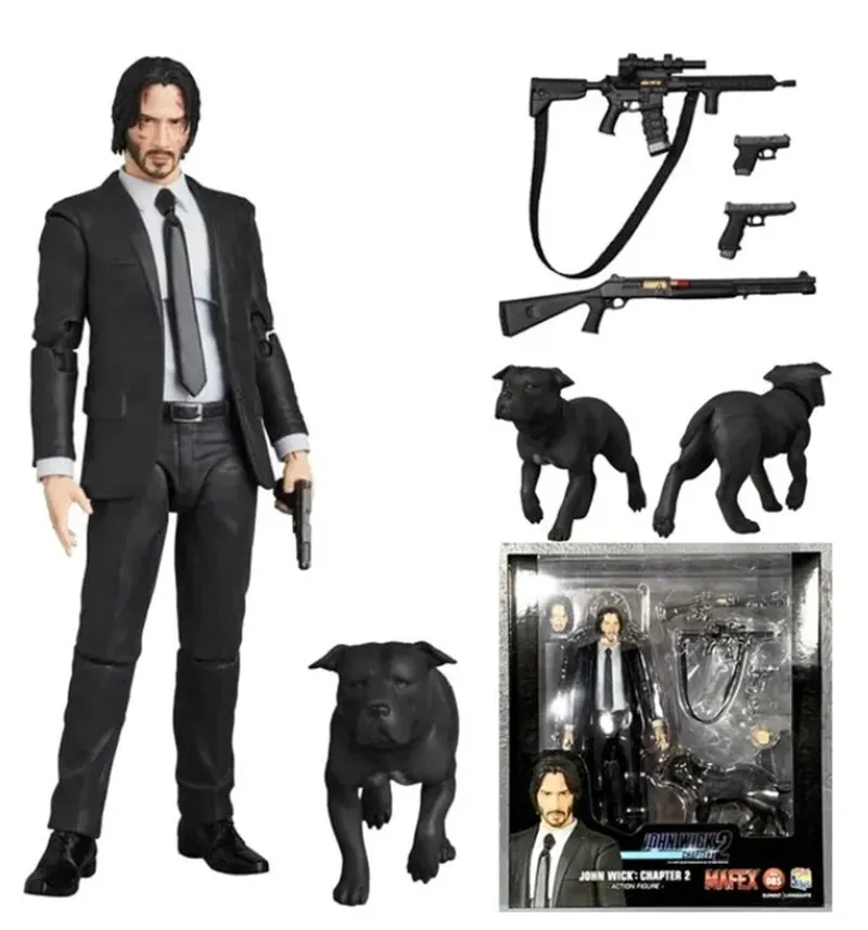 Figma-john wick with dogs,アニメーション,収集可能なおもちゃモデル,PVC, #491,funslander,lanze,reiter mafex 085