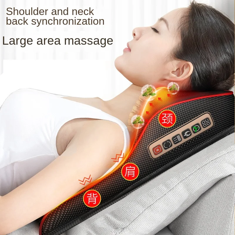 Masajeador corporal eléctrico Shiatsu para cabeza, cuello, tracción Cervical, almohada para espalda con dispositivo de masaje vibratorio con