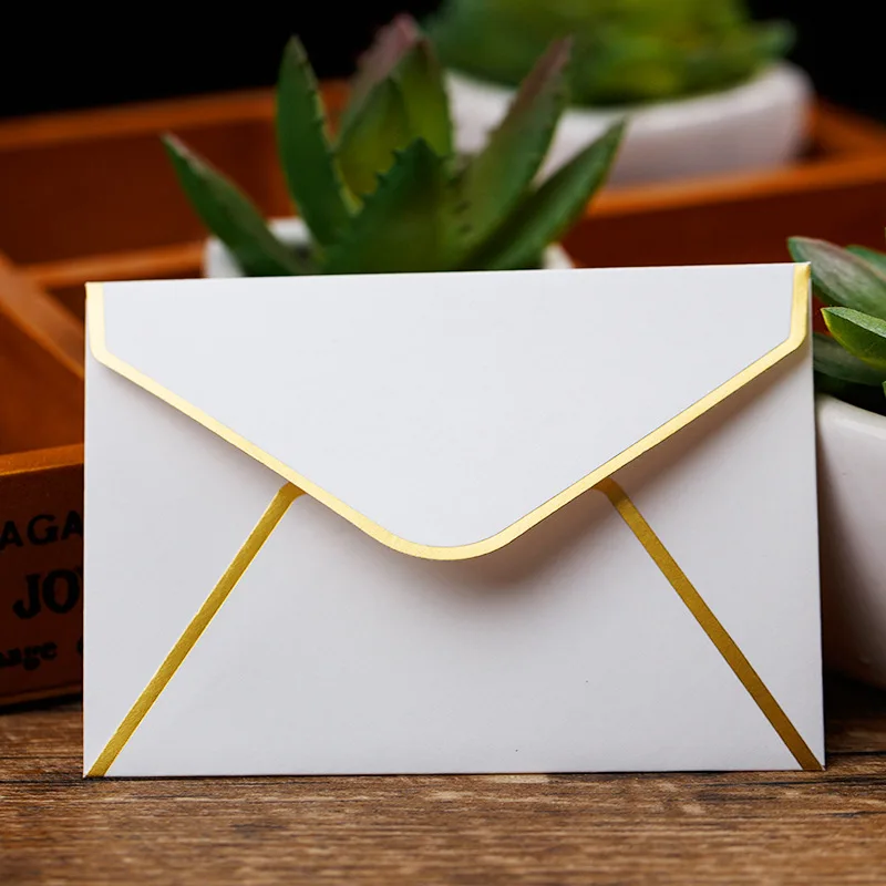 10*7.5cm Mini Small VIP Envelopes - Gold Foil Western Style Membership Card Envelopes - Greeting Card Storage