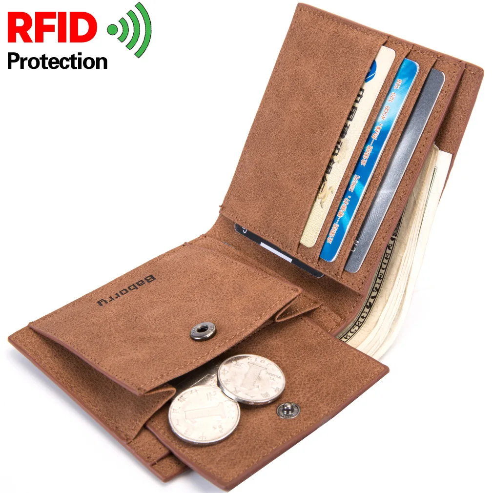 

2023 Fashion Rfid Men's Wallet Mens Wallet with Coin Bag Zipper Small Mini Wallet Purses New Design Dollar Wallet Slim Money Bag