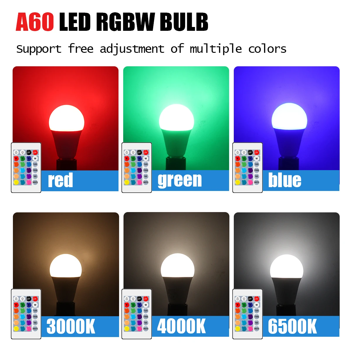 2PCS Led RGB Color Changing Lamp E27 Dimmable Light AC 220V Led RGBW Magic Bulb 10W 20W Home Party Decor LightingSpot Lampa