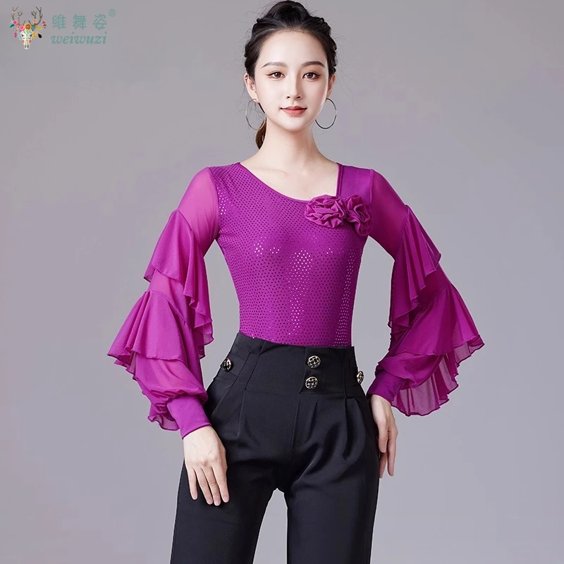 

Одежда для латинских танцев, женский сексуальный топ для девочек, современный бальный танец, танго, самба, румба, боди для профессиональных тренировок