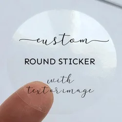 50pcs Custom Clear Round Sticker,Personalized Circle Label,Customized Transparent Logo Seals,Business Round Sticker,Clear Addre