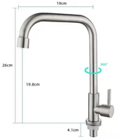 Stainless Steel Kitchen Faucet Single Lever Hole Tap Cold Sink Faucet Single Handle Deck Mounted Water Tap(hose not include) 6