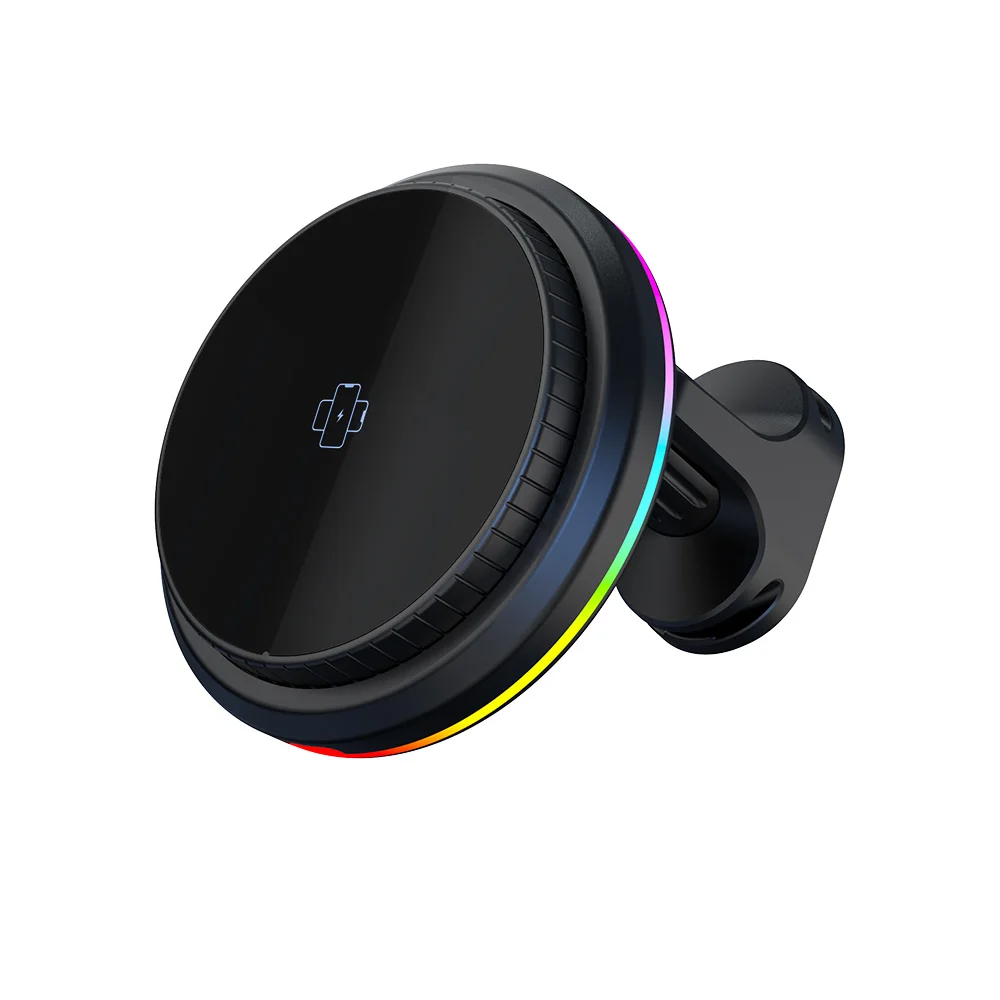 

RGB Lights 15W Fast Charging Phone Holder Magnetic Car Wireless Charger Car Phone Mount