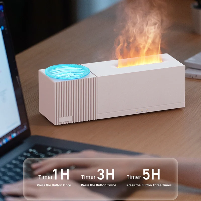 2026 Water Ripple Aroma Diffuser, 7 Color 3D Flame Effect with Rotating Wave Projection, 3 Timers, Quiet Humidifier for Bedroom