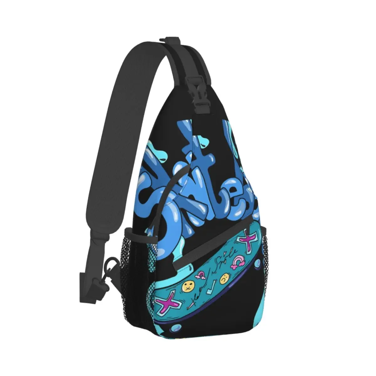 

Skateboard Crossbody Chest Bags Graffiti Style Art Pockets Travel Pack Messenger Sports Teens Shoulder Bag Unisex