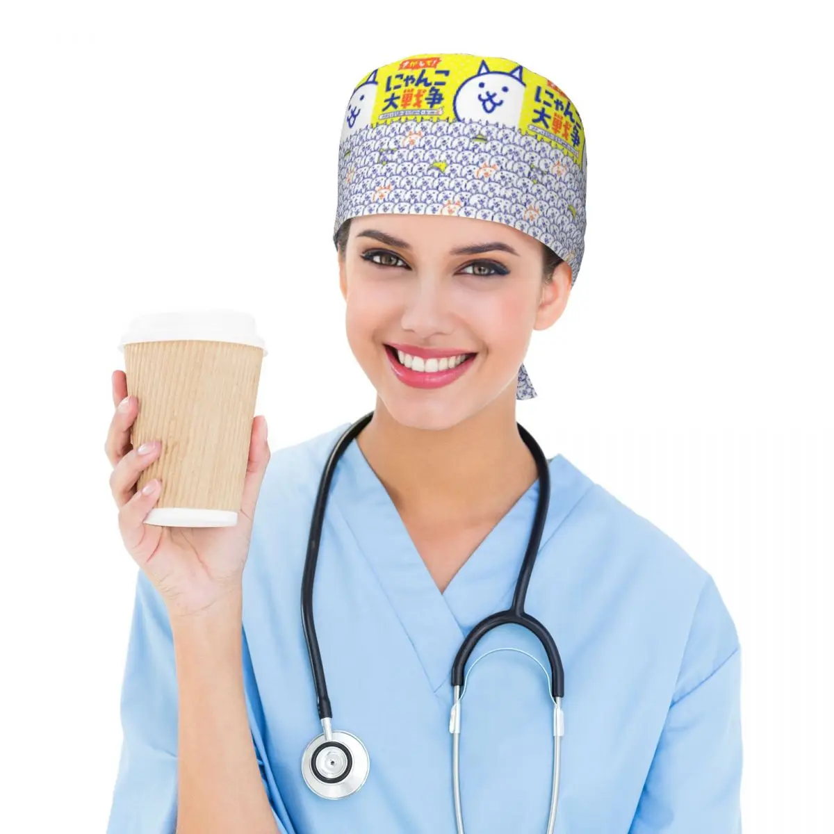 The Battle Cats Scrub Hat Doctor Working Surgical Cap Unisex Adjustable Nursing Caps for Dentist - view 4