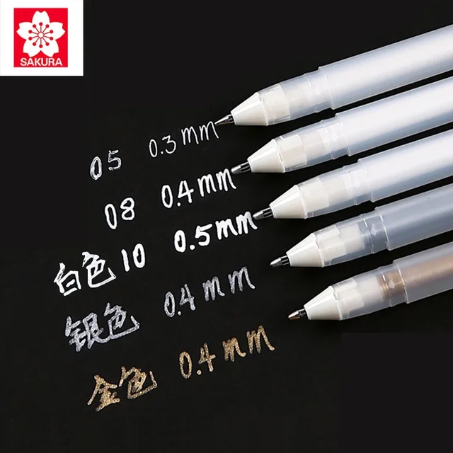 3szt/lot Sakura White Gel Ink Pen Classic Gelly Roll Art Highlight Marker Pen Bright White Silver Gold Art Painting Drawing Pens