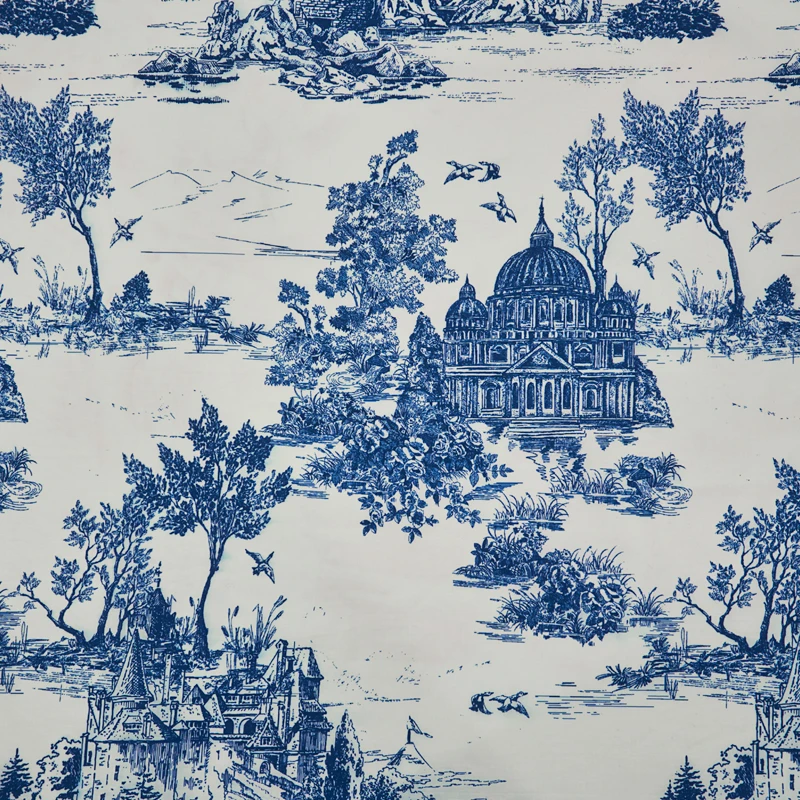 The Ink Blue Hawaii Castle Cotton Fabric For Dress Shirt Tissus Au Mètre Telas Para Vestidos Ткань Juta Em Metro Tecido Sewing