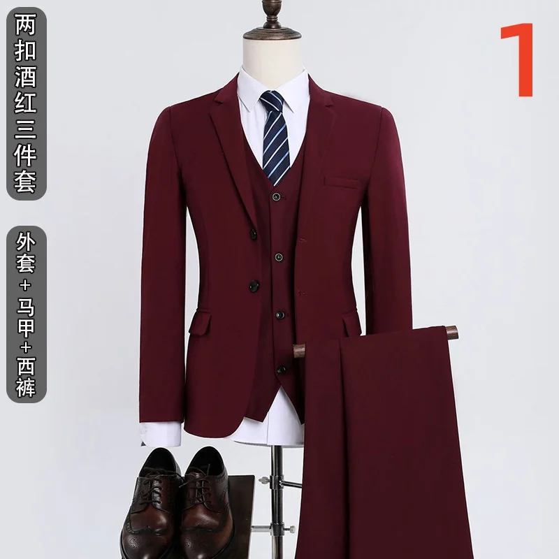 X078 Spring and Autumn Suit Three-piece Men\'s Business Professional Formal Suit Small Suit Korean Slim Fit Best Man Groom Weddin