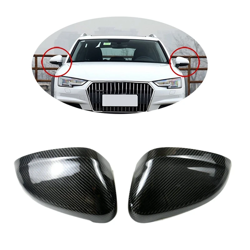 New-Real Carbon Fiber Mirror Cover Rearview Side Mirror Cap S Line For - B9 A4 S4 RS4 A5 RS5 2017-2022