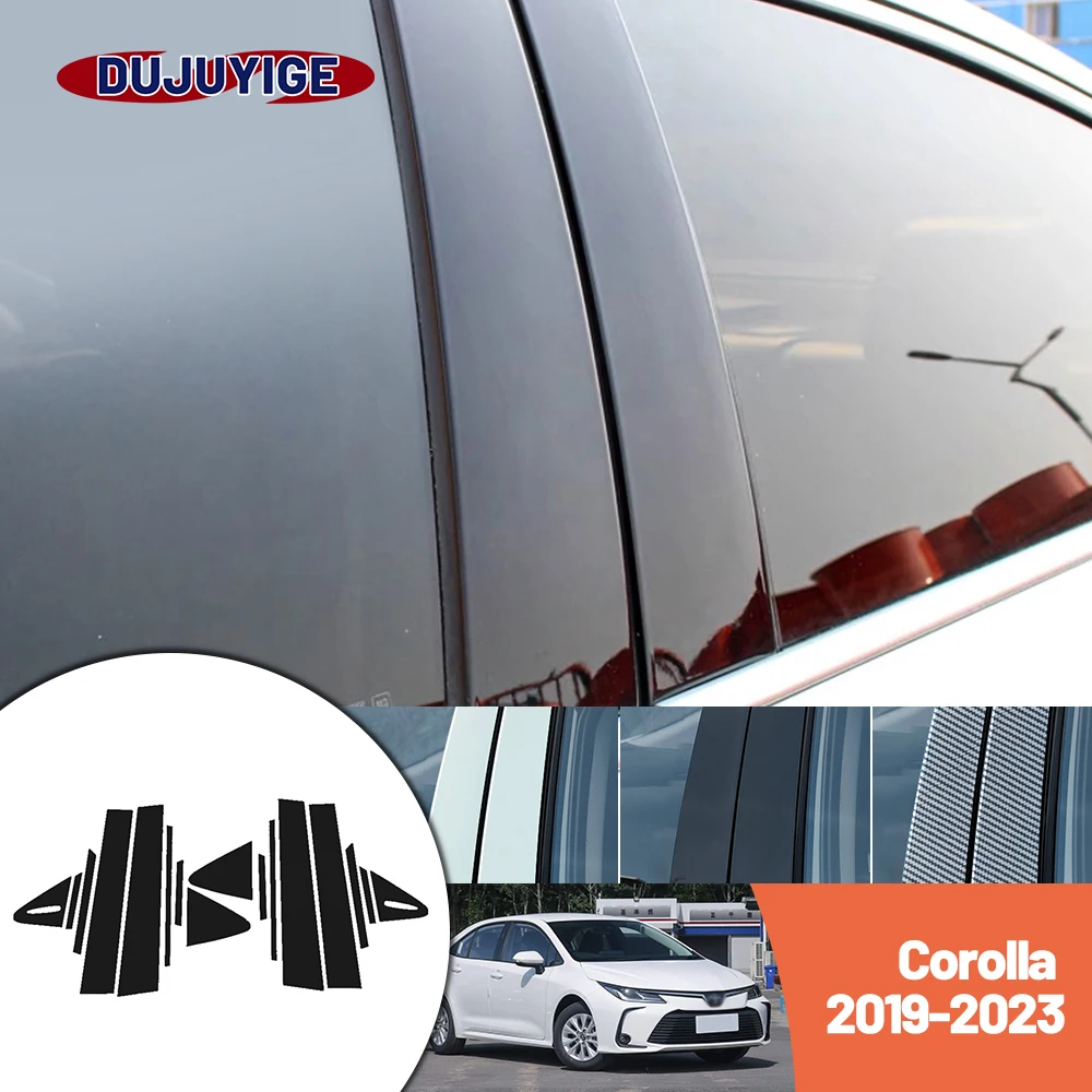 

Bright black carbon fiber door and window B C Pillar sticker suitable For Toyota Corolla 2019-2023 2020 2021 2022