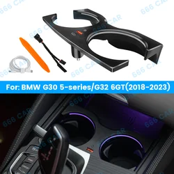 Luce portabicchieri a LED per BMW serie 2018-2023 5 G30 G32 6GT compatibile con luce ambientale a 11 colori luce decorativa per interni auto