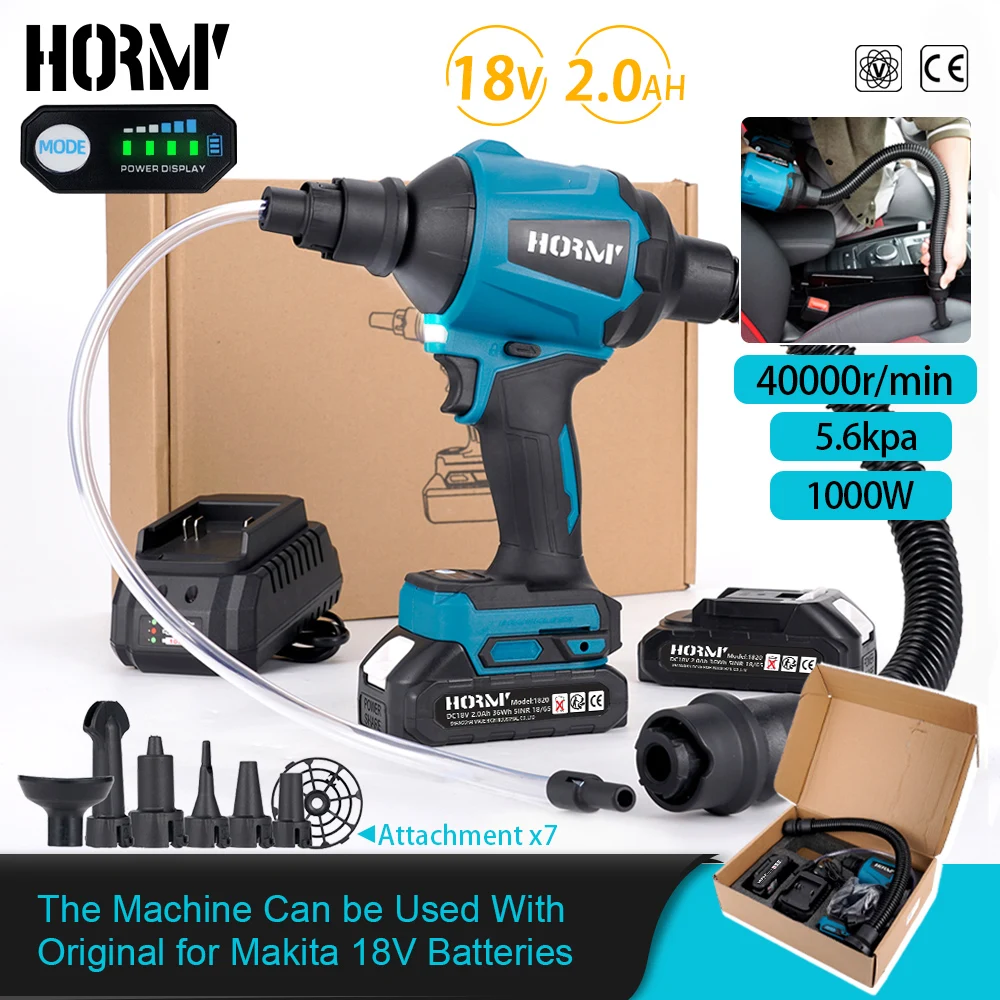 Hormy Cordless 8 in 1 Electric Air Blower With Nozzle Dusting Machine Cleanner Blowing Suction Dust Blower Inflator Vacuum Tool