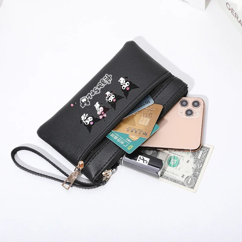 Hello Kitty Kuromi Women Long Wallet PU Leather Lady Zipper Phone Pocket Credit Card Holder Female Purse Coin Money Bag Clutch