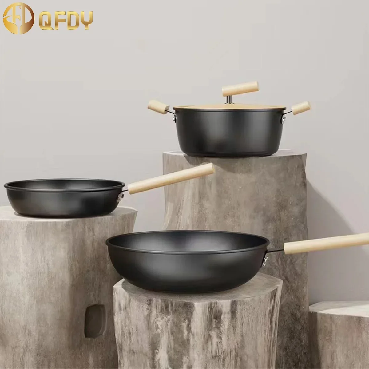 Cookware 3 pieces modern simple style high quality multi-functional household kitchen stockpot non-stick pat universal pot