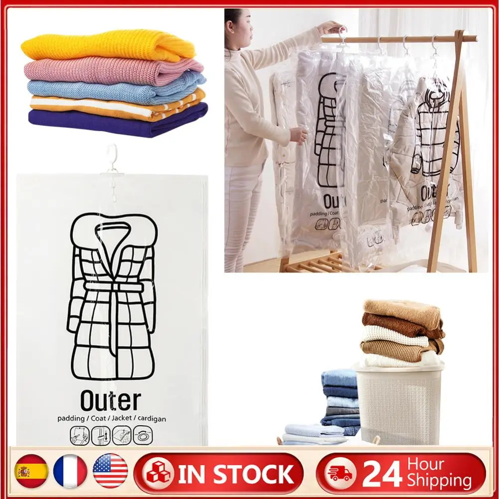 

5 шт., подвесная сумка для вакуумного хранения, пылезащитная подвесная сжимаемая сумка для хранения, экономия места для одежды, пухового пальто
