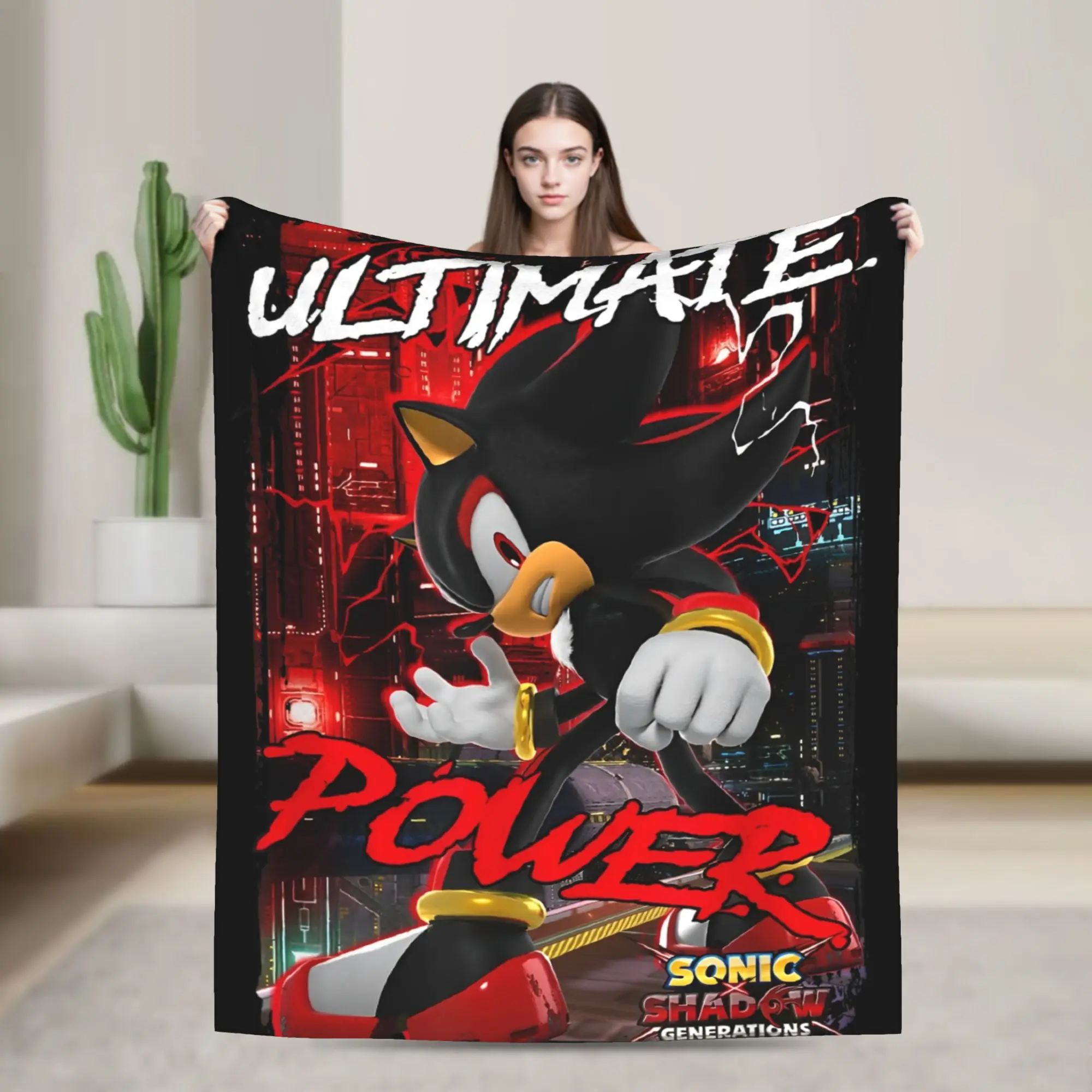 Shadow The Hedgehog Fleece Blanket Customized Throw Blankets for Bed Sofa Couch 200x150cm Quilt