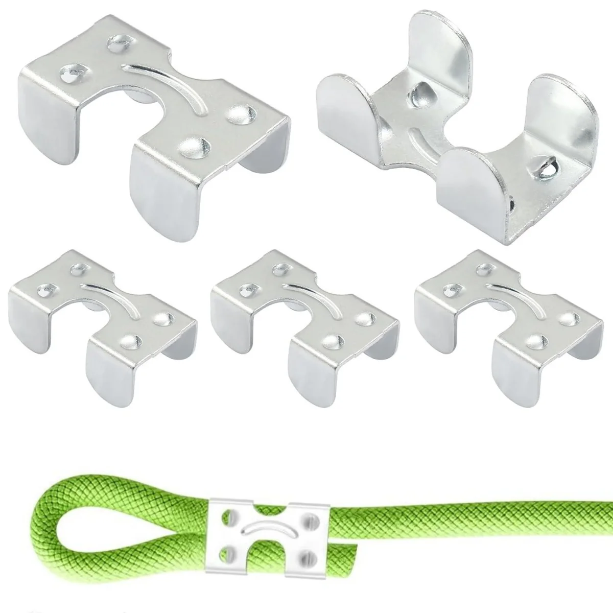 5-Piece Stainless Steel Double Rope Clamps, Double Rope Clamp Ring End Clamps, Metal Buckles for Horse Harnesses and Pet Leashes