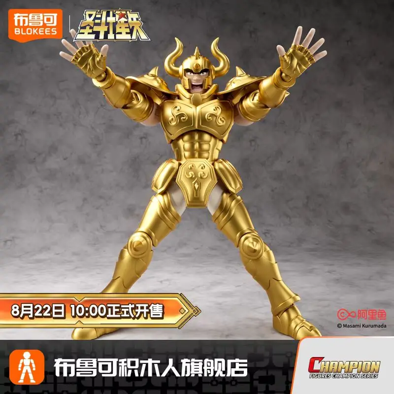 Novo original blokees saint seiya taurus aldebaran figura de ação aiolos pegasus mu aiolia milo montagem modelo kit campeão classe