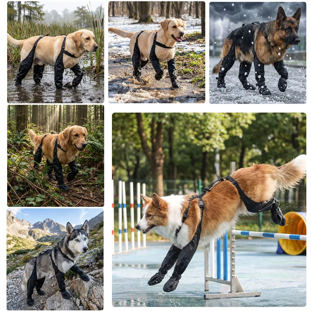 Dog Rain Boots with Anti-Slip Dog Shoes Waterproof Leg Protectors Easy to Clean & Wear-Resistant Ideal for Hunting & Hiking Dogs - Detail 1