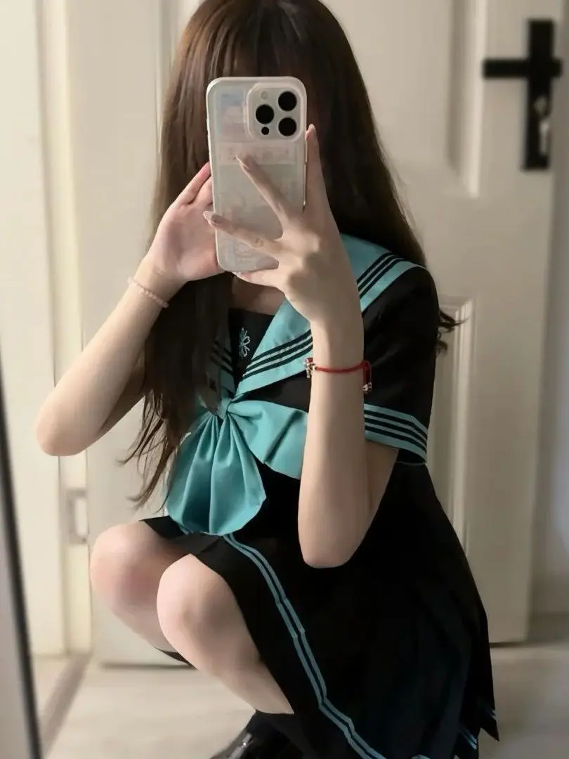 Versatile Basic Summer School Uniform Short Sleeve Two-Piece Set JK Japanese Style Sailor Suit Versatile Two-Piece Set view 2