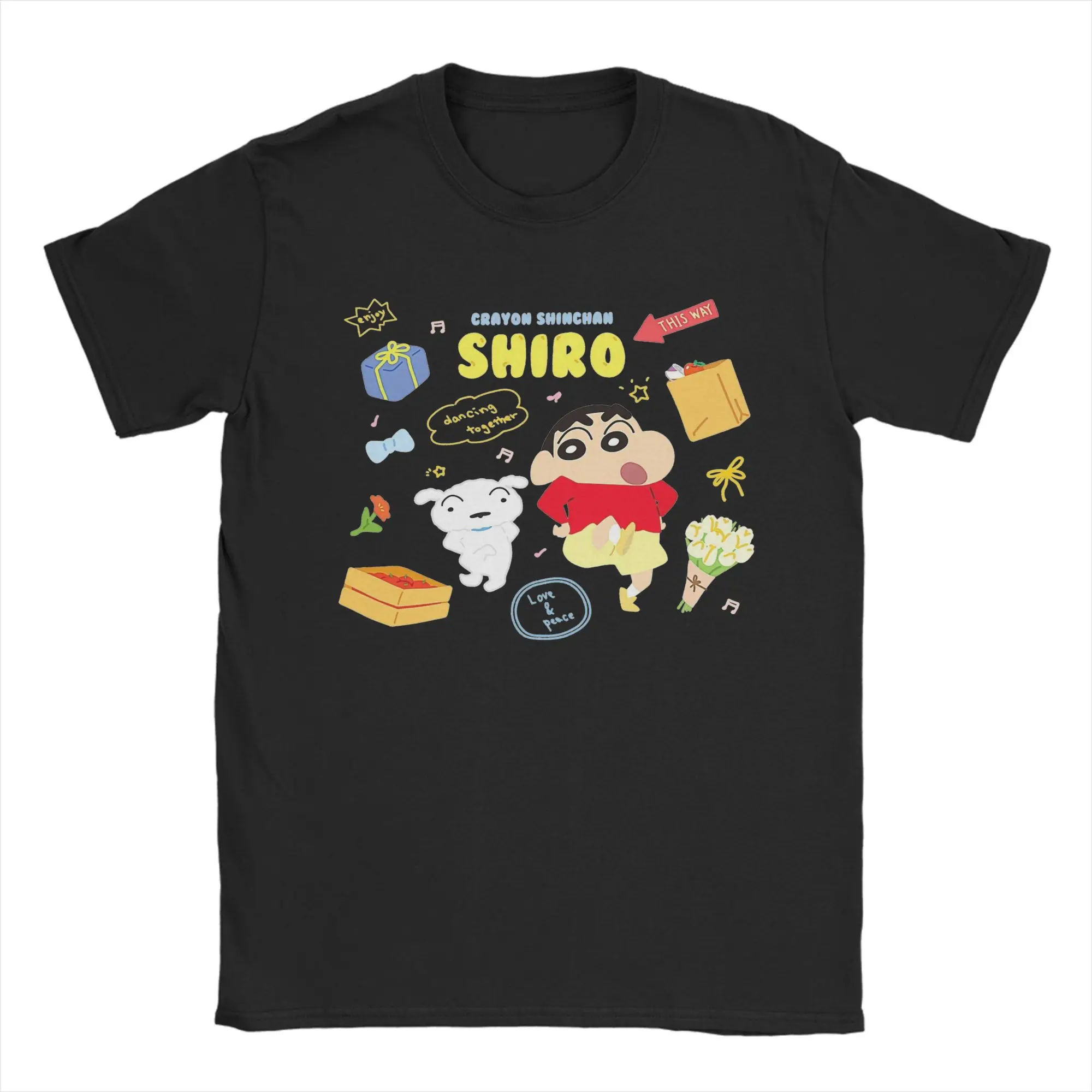 Crayons Shin-Chans T Shirt Men 100% Cotton Casual T-Shirts O Neck  Tee Shirt Short Sleeve Tops Gift Idea