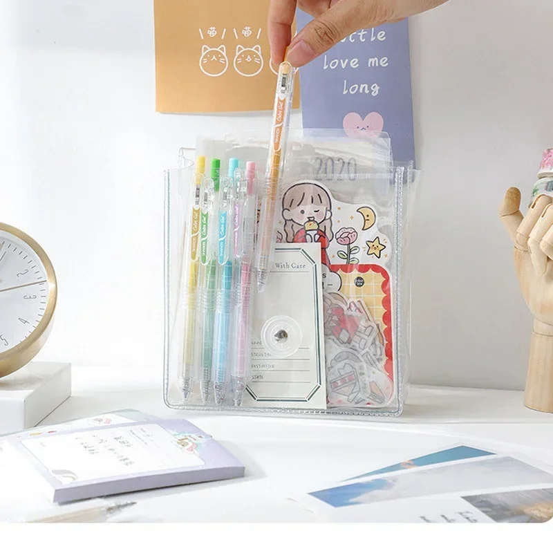 Portable Waterproof Big PVC Pencil Case Transparent Storage Bag Travel Cosmetics Washi Tape Collection Stationery Organizer