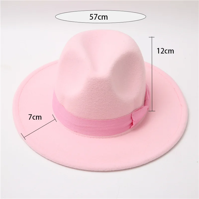 Autumn Winter Womens Felt Hat Bow Tie Fedoras Hats for Women British Style Vintage Church Hats Lady Trilby Jazz Cap