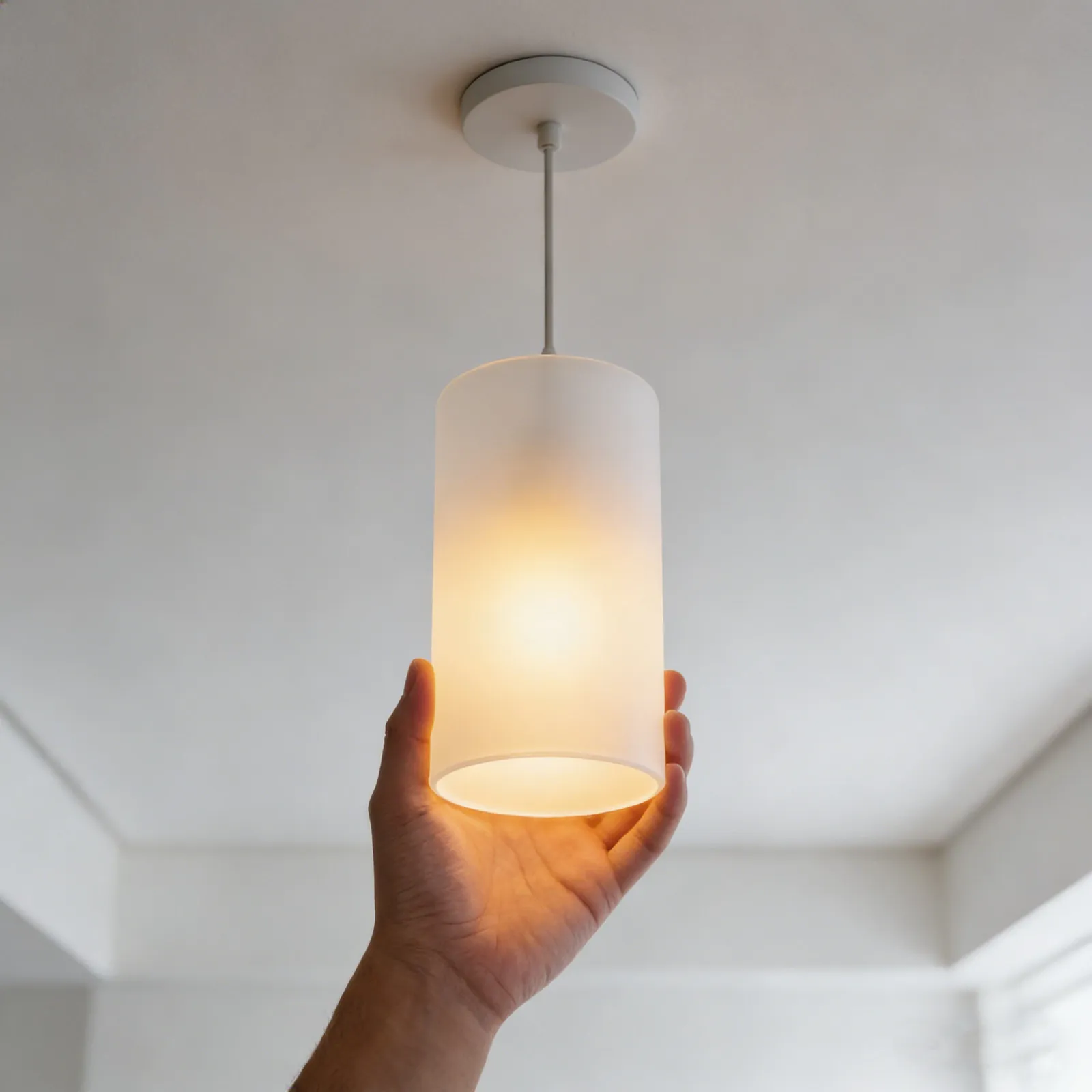 

Стеклянный подвесной плафон-цилиндр (8x4 дюйма) с цоколем E27, матовый белый рассеиватель света для дома и офиса