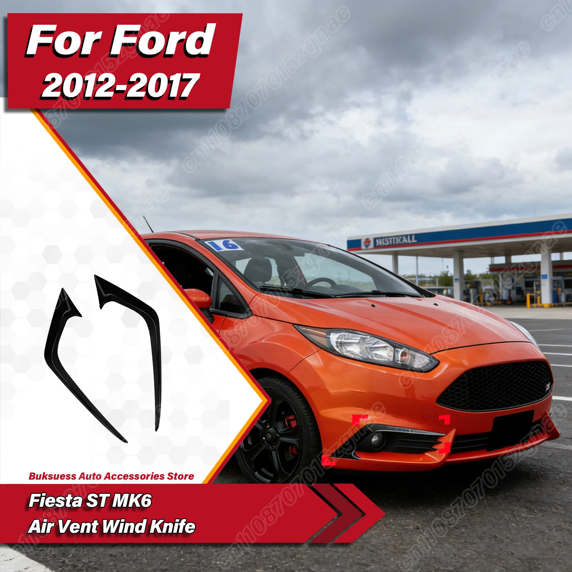 

Для Ford Fiesta ST MK6 2012 2013 2014 2015 2016 2017 автомобильный передний бампер вентиляционное отверстие ветровой нож боковой разветвитель противотуманные фары комплект рамки