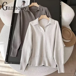 CNlalaxury Women Sweater Polo Neck Loose Solid Knit Tops Sweaters Casual Pullover Jumpers Autumn