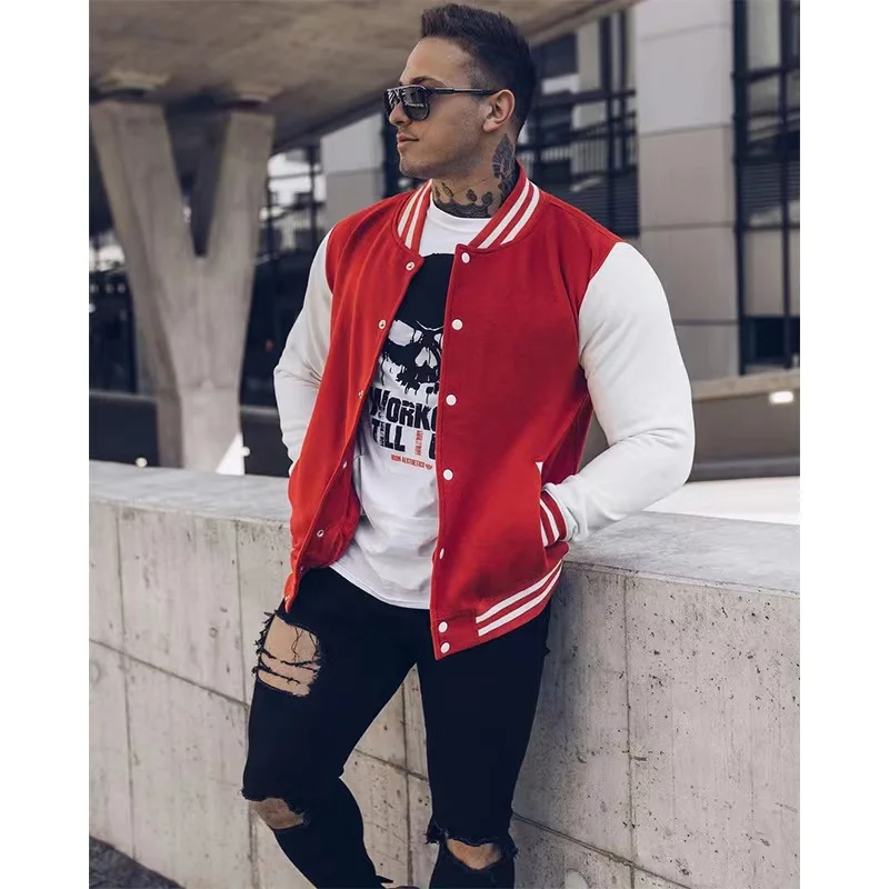 Campus Varsity Jackets Autumn Quality Patchwork Button Fleece Sports Coat Team Baseball Jacket Men Custom Logo