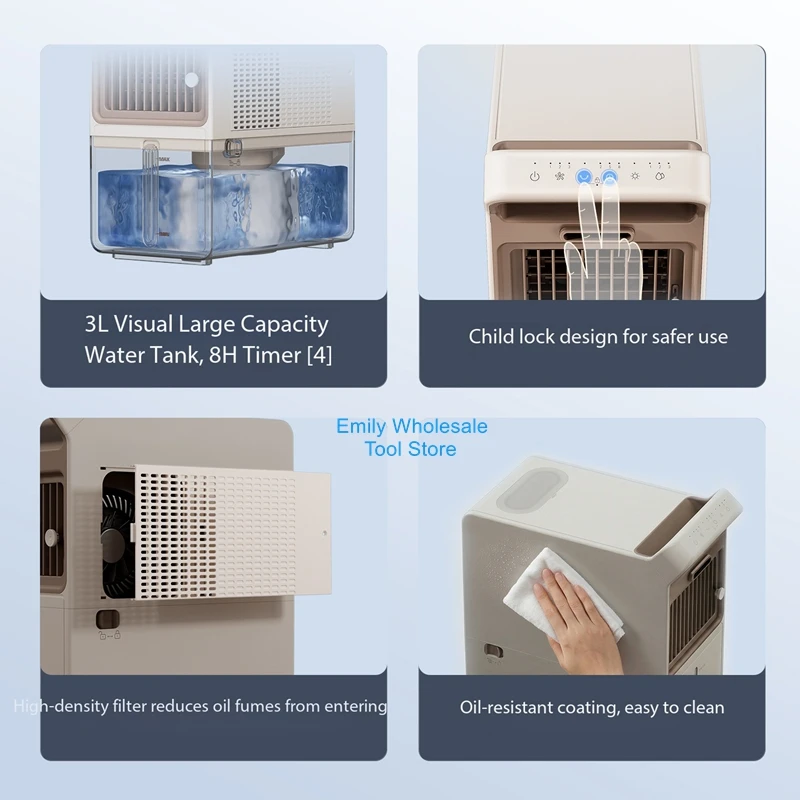 Kitchen Ice Mist Fan—Specialized Electric Fan for Home Use, Grease-Resistant and Cooling, Non-Wall-Mounted, Water-Cooled