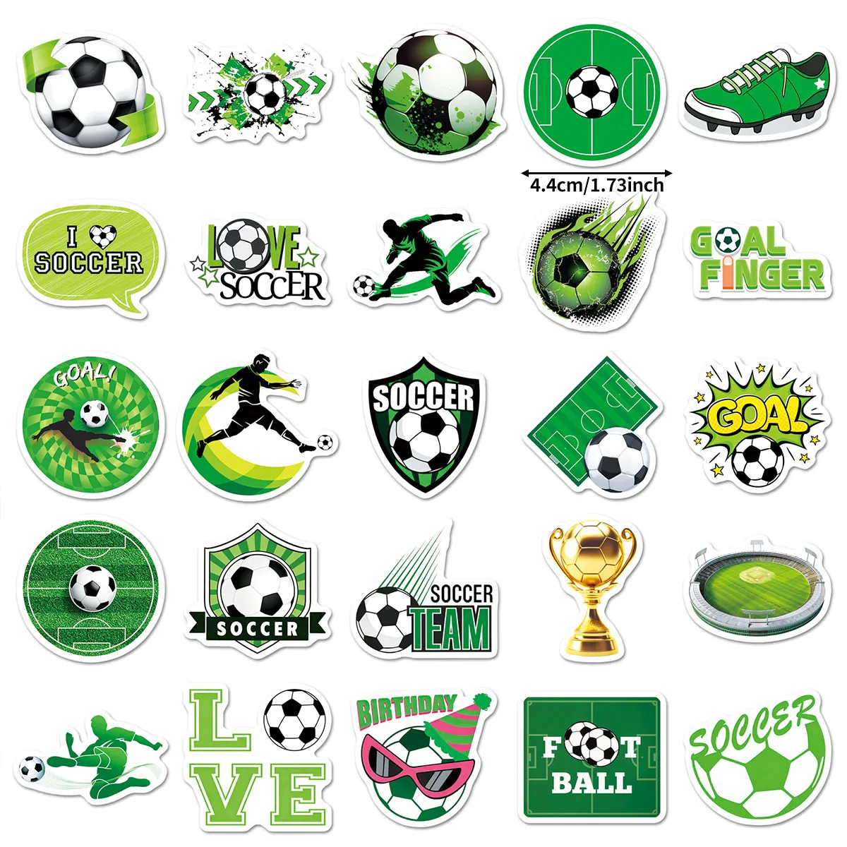 50 Pieces of Green Football Field Stickers, Sports Competition Waterproof Decorative Computer Stickers