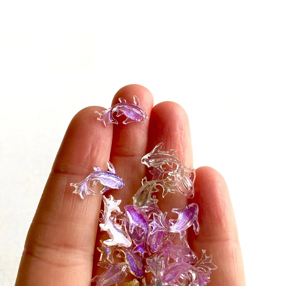 10/20pcs Mini Goldfish Pastel Pearl Translucent Miniatures, Kawaii Flatback Charms, DIY Craft Decoration, Random Mix Colors