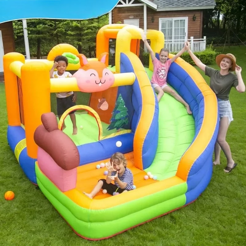 Tobogán inflable de casa de rebote, soplador de castillo de salto, pozo de pelota para niños al aire libre interior