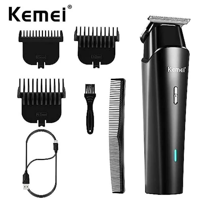 KEMEI Professional Hair Trimmer Men Clippers for Hair Cutting Men's Beard Trimmer Zero Gapped T-Blade Close Cutting for Barbers